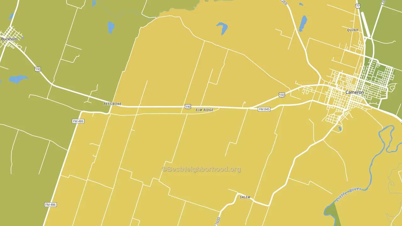 Pettibone, TX block-group voter-turnout map