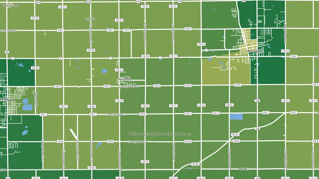 Pettisville, OH block-group voter-turnout map