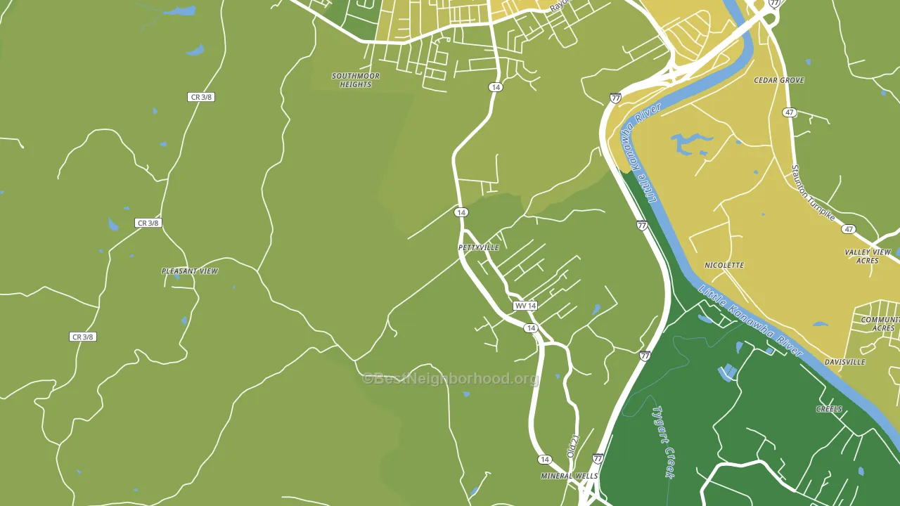 Pettyville, WV block-group voter-turnout map