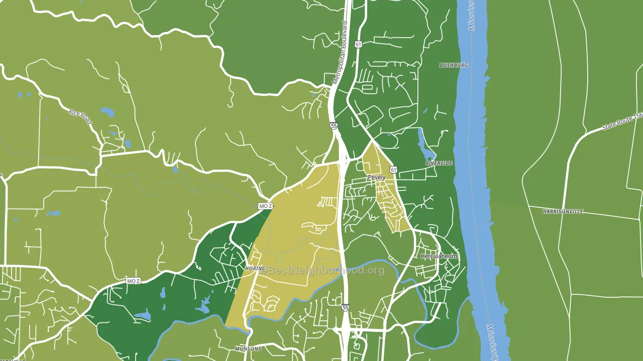 Pevely, MO block-group voter-turnout map