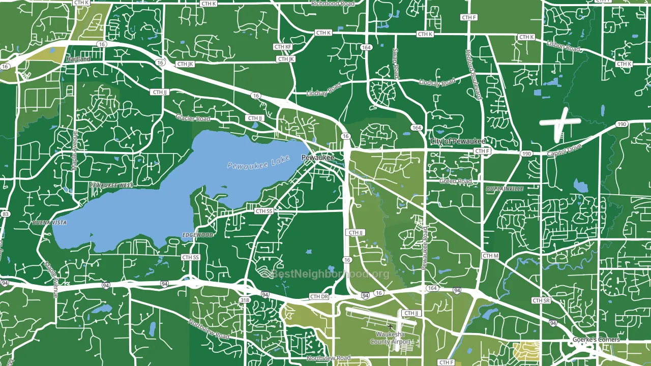 Pewaukee, WI block-group voter-turnout map