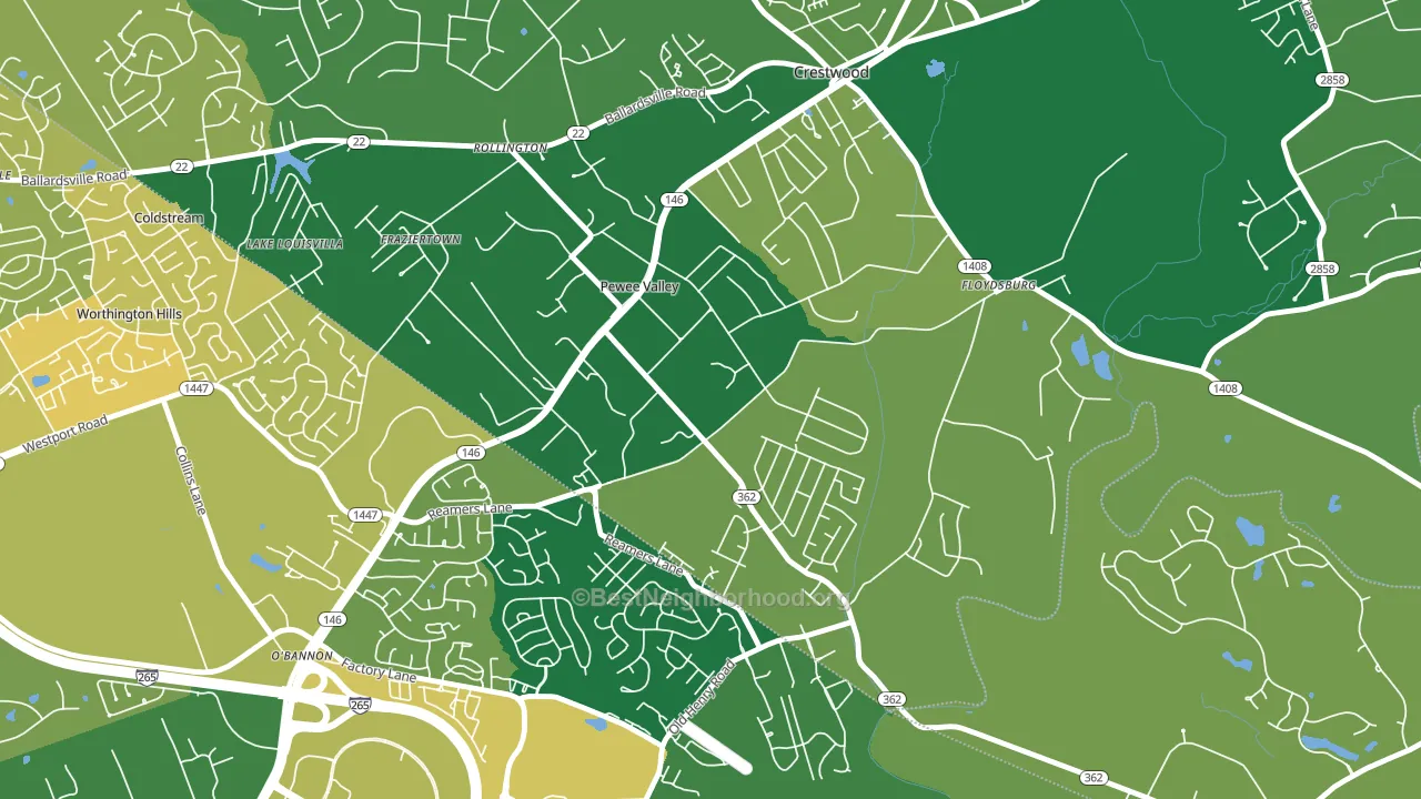 Pewee Valley, KY block-group voter-turnout map