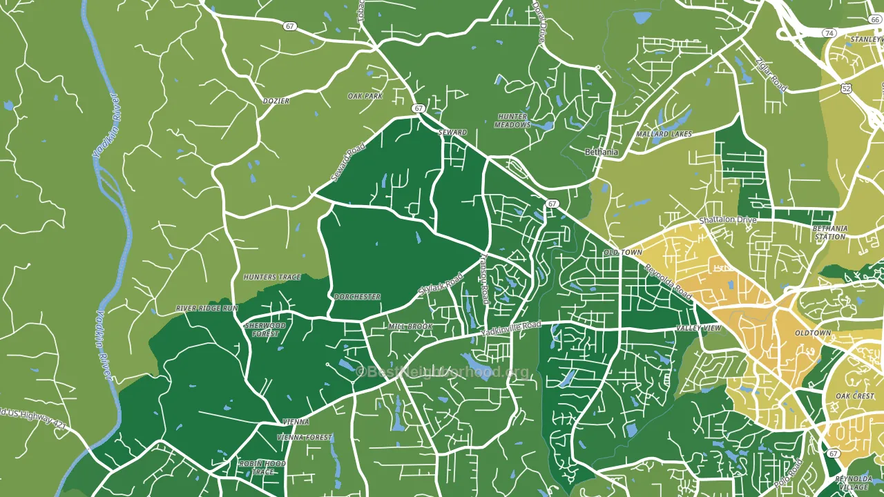 Pfafftown, NC block-group voter-turnout map