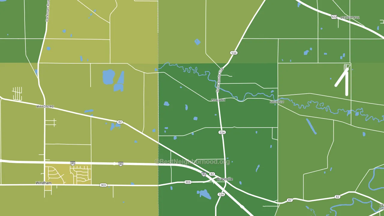 Phalanx, OH block-group voter-turnout map