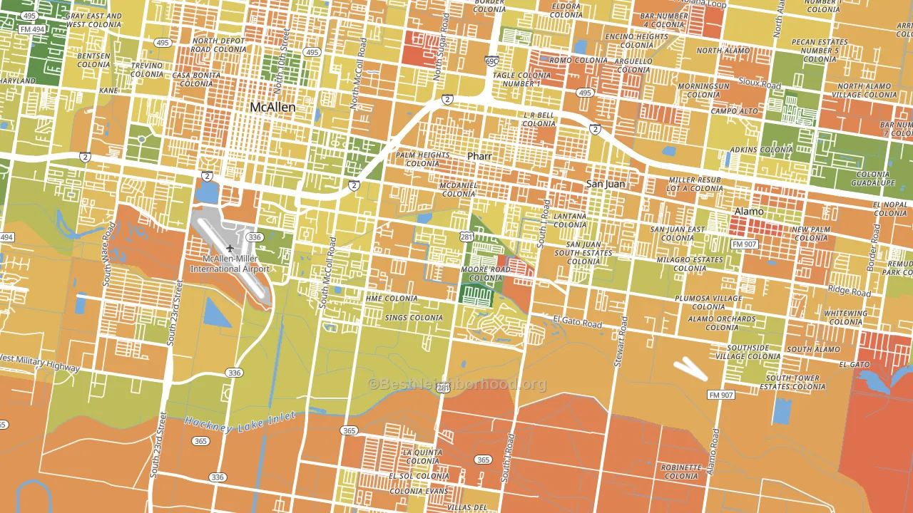 Pharr, TX block-group voter-turnout map