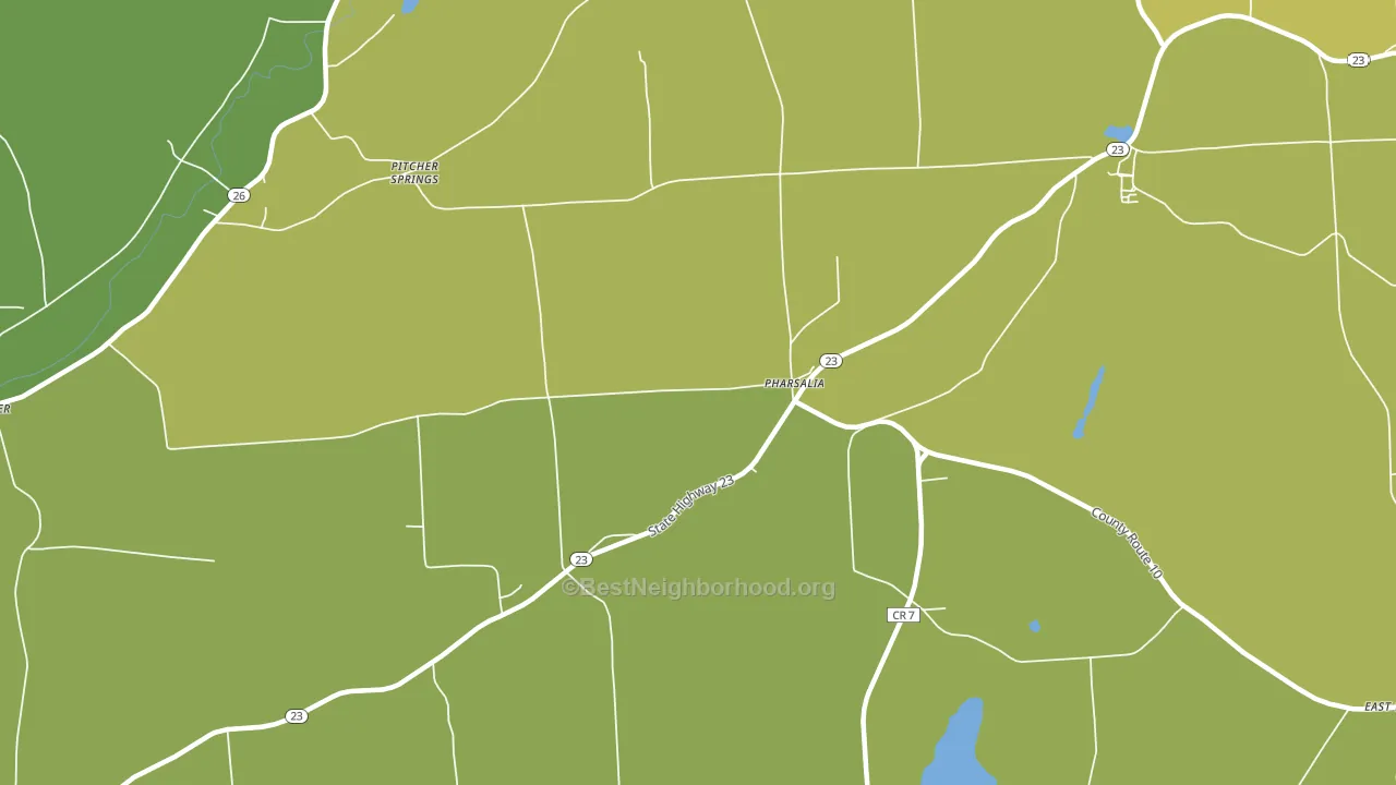 Pharsalia, NY block-group voter-turnout map