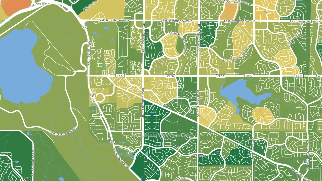 Pheasant Run, Aurora, CO block-group voter-turnout map