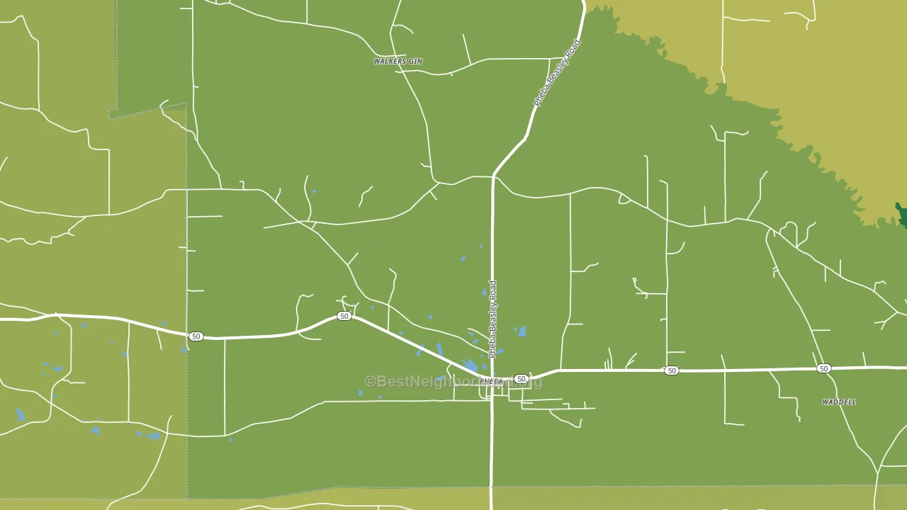 Pheba, MS block-group voter-turnout map