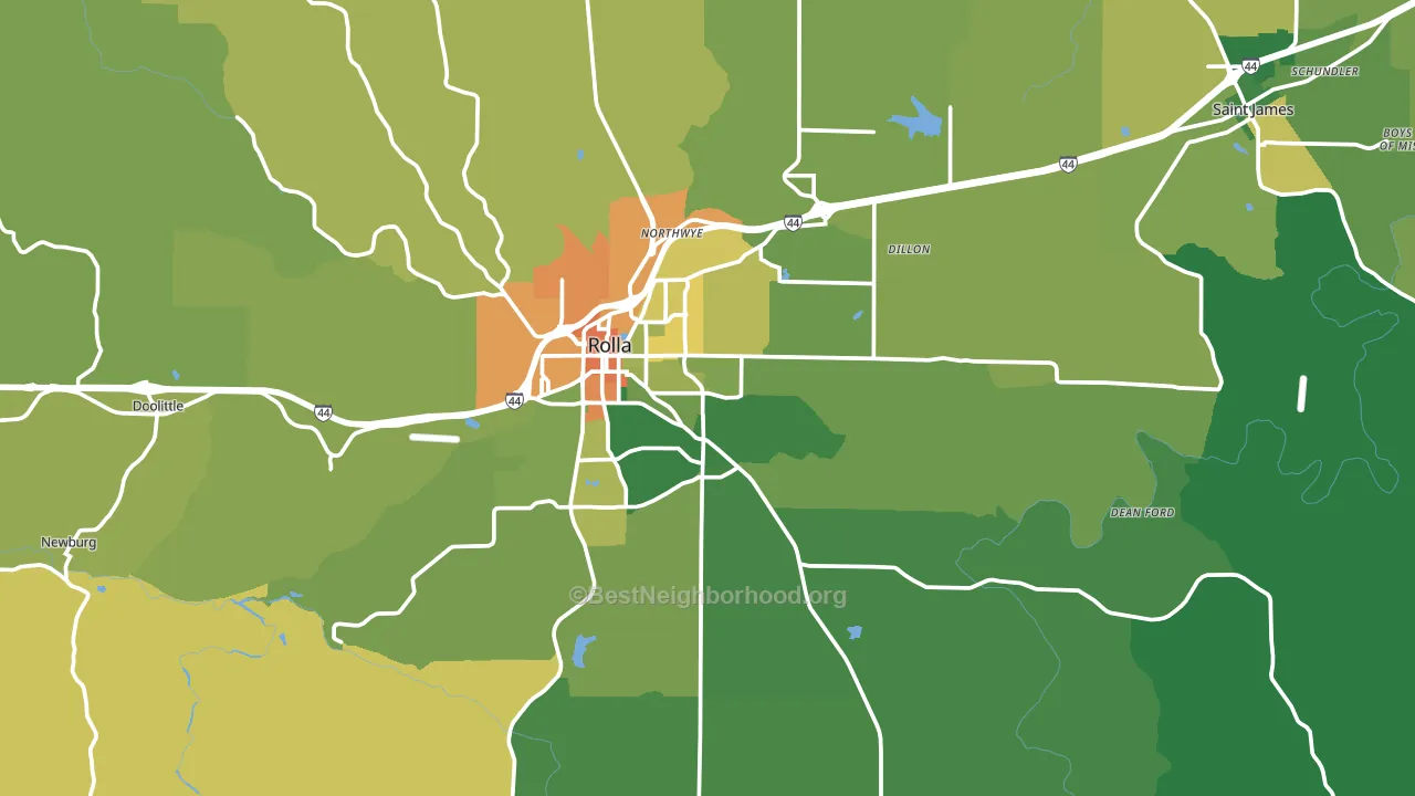Phelps County, MO block-group voter-turnout map