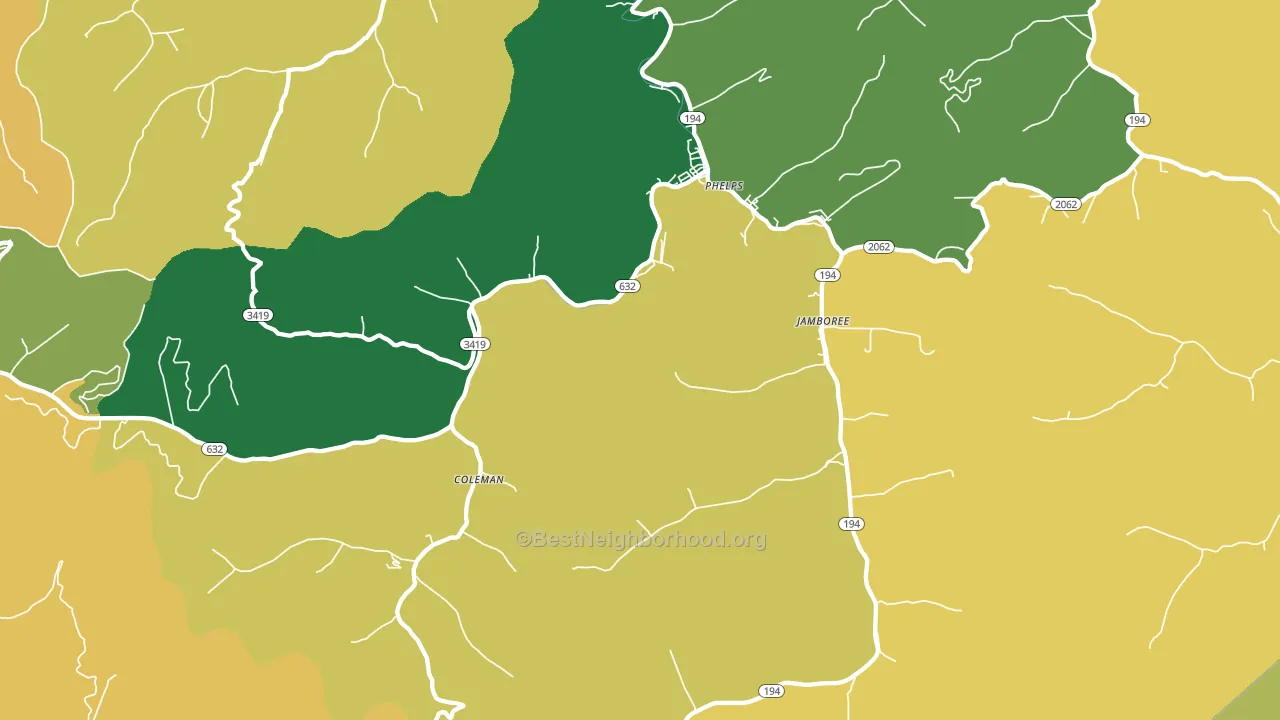 Phelps, KY block-group voter-turnout map