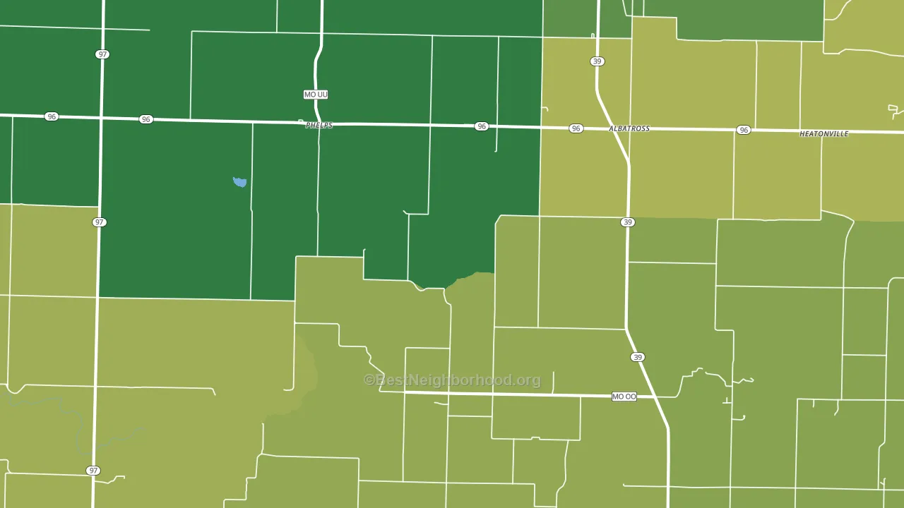 Phelps, MO block-group voter-turnout map