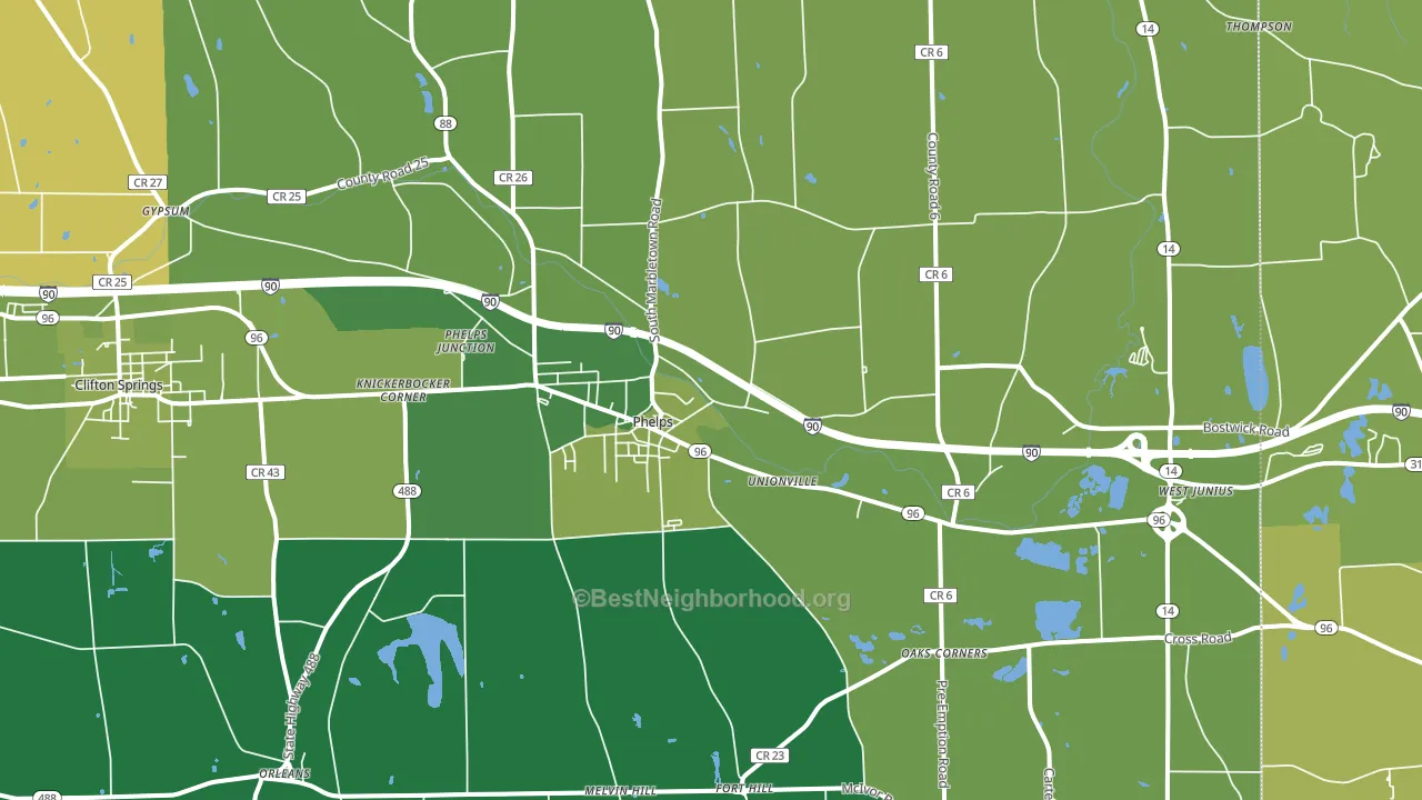 Phelps, NY block-group voter-turnout map