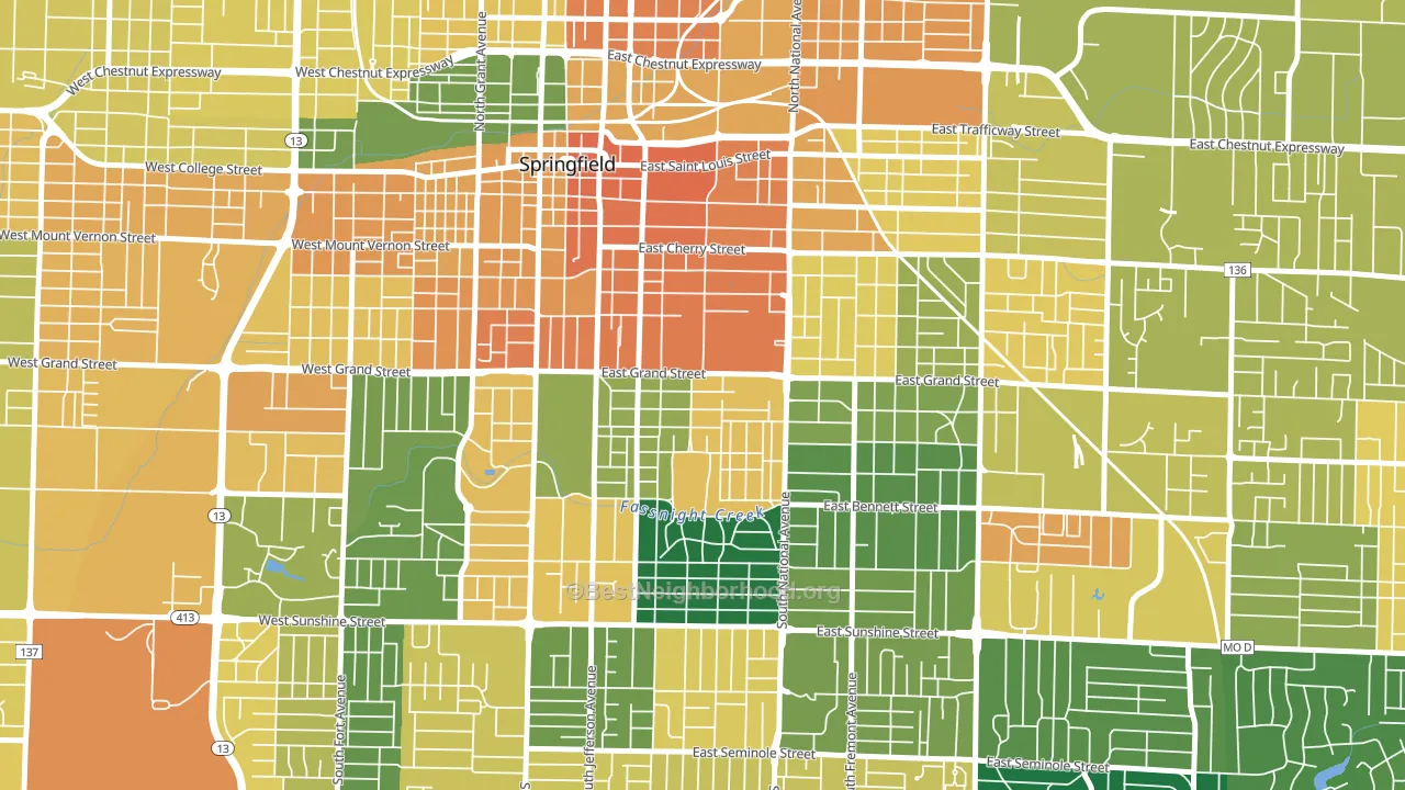 Phelps, Springfield, MO block-group voter-turnout map