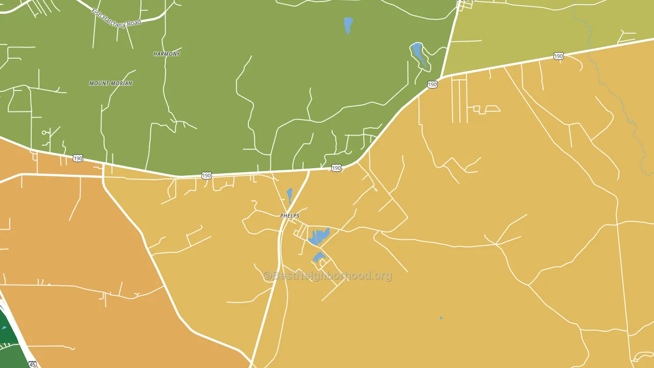 Phelps, TX block-group voter-turnout map