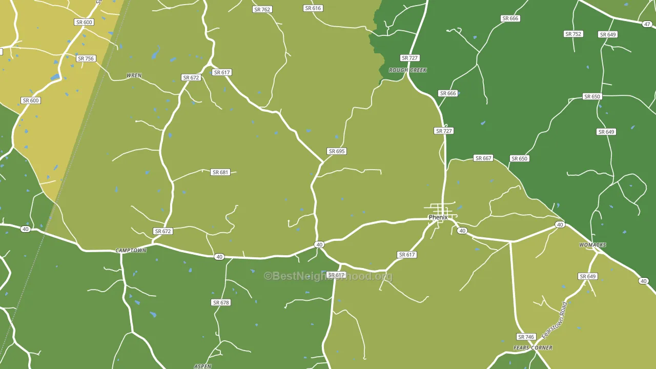 Phenix, VA block-group voter-turnout map