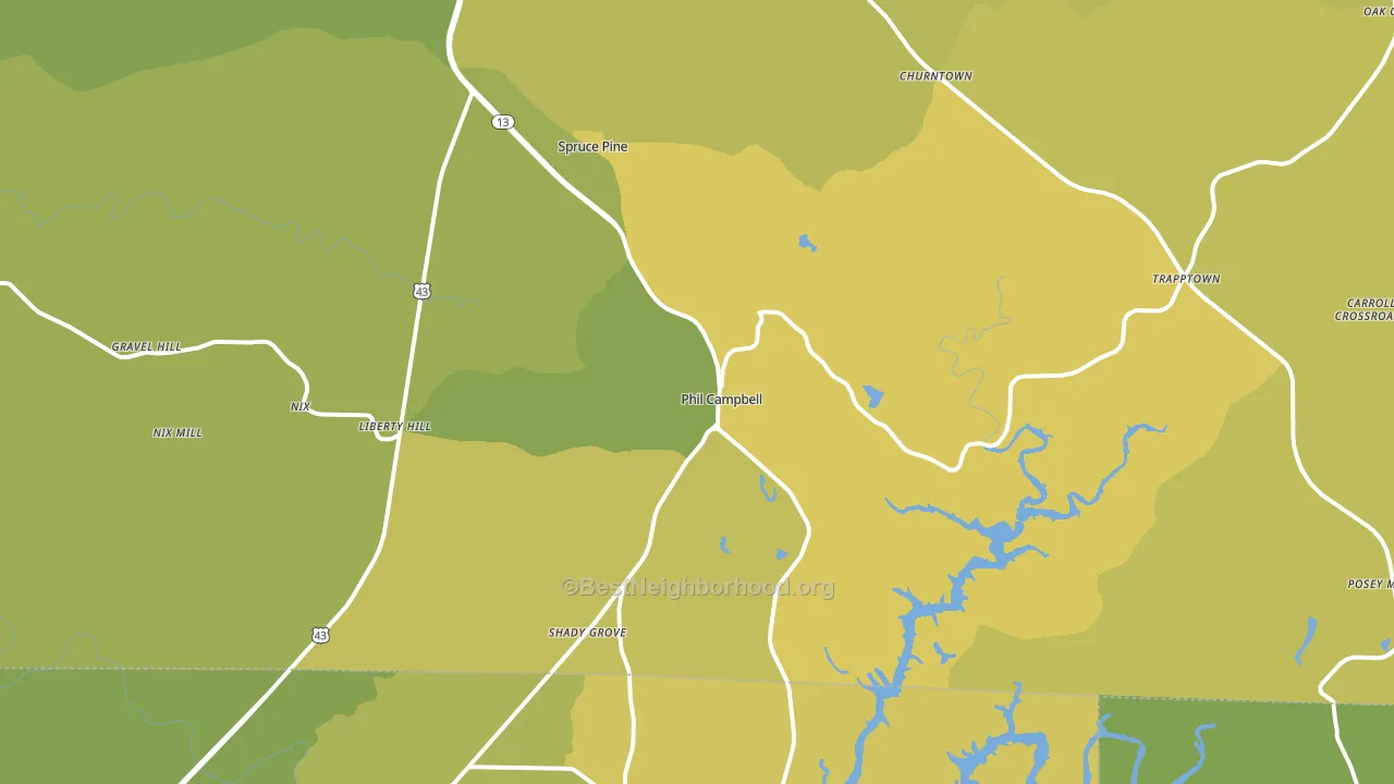 Phil Campbell, AL block-group voter-turnout map