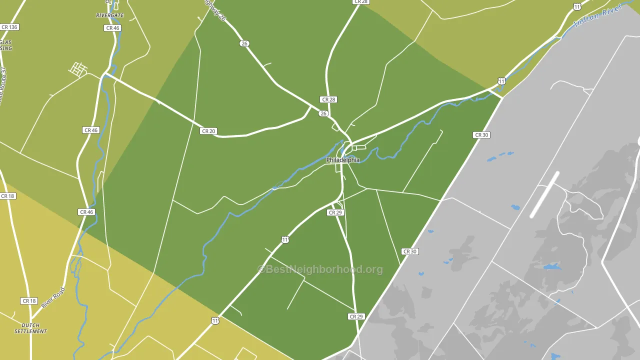 Philadelphia, NY block-group voter-turnout map