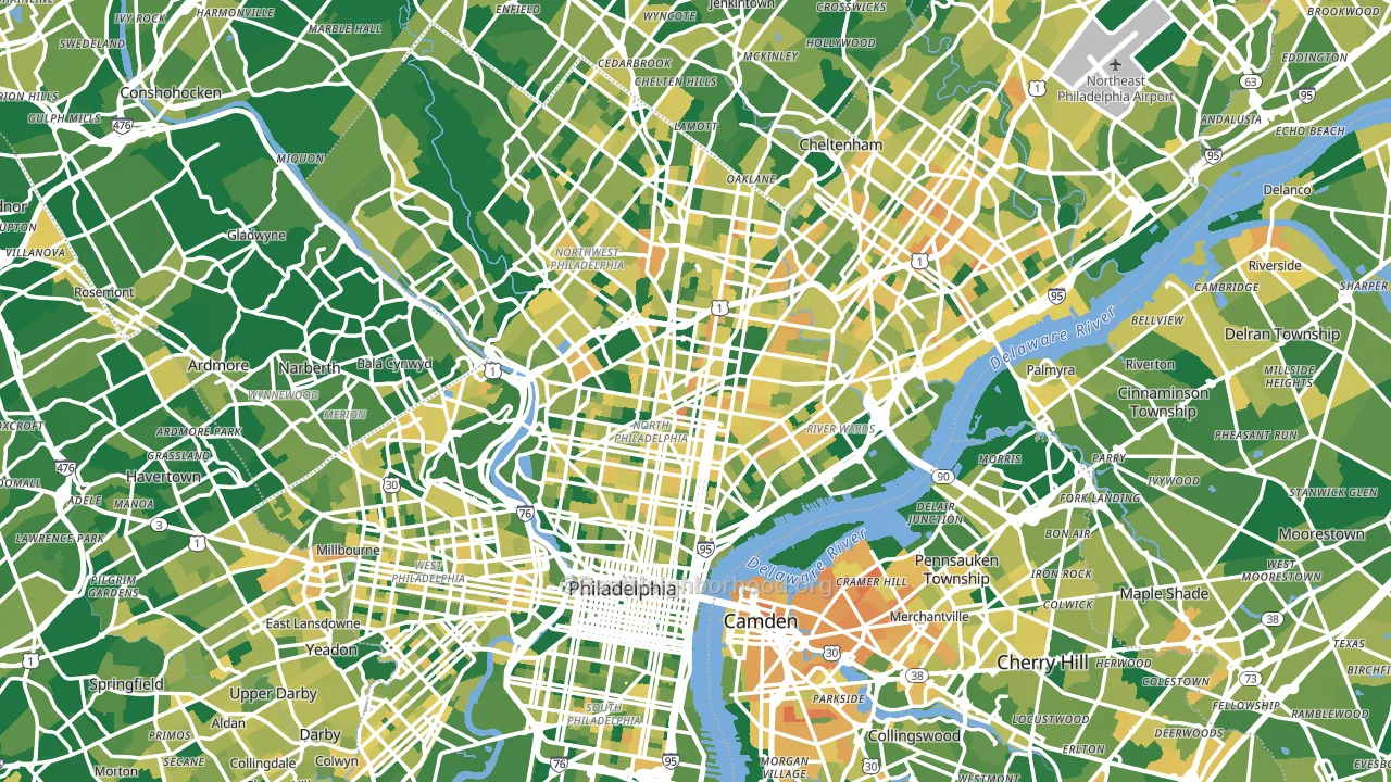 Philadelphia, PA block-group voter-turnout map