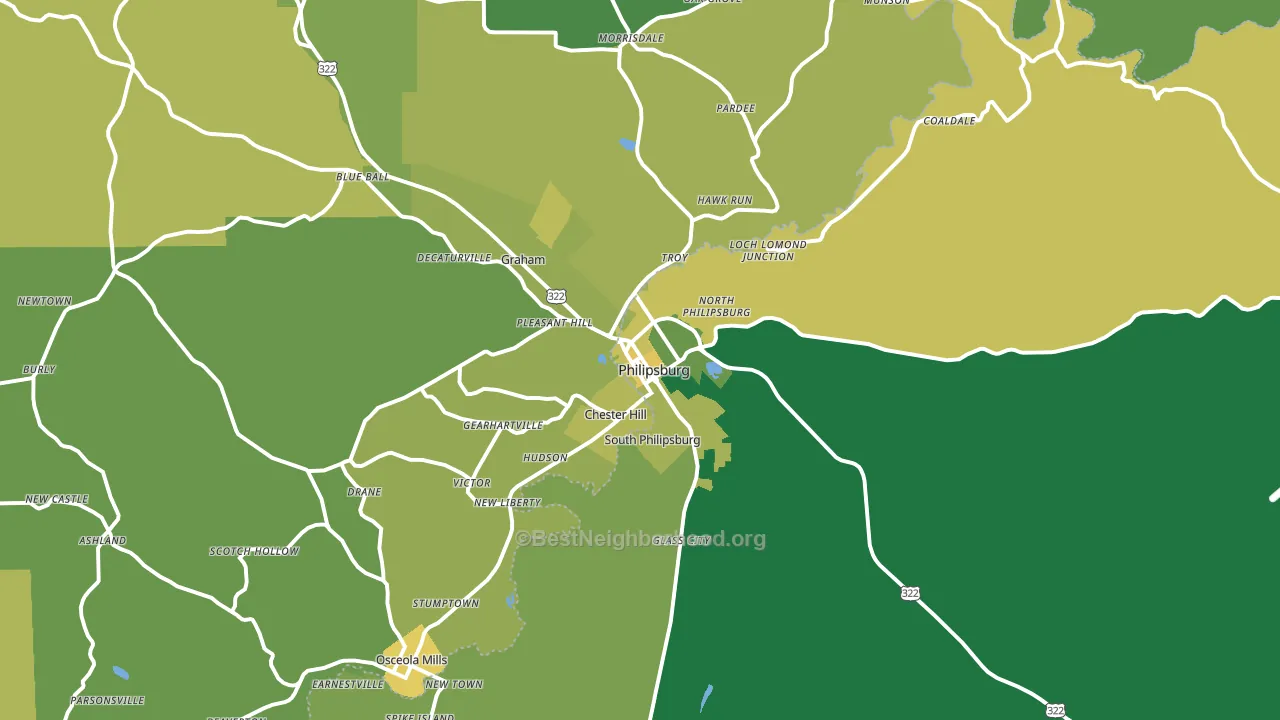 Philipsburg, PA block-group voter-turnout map
