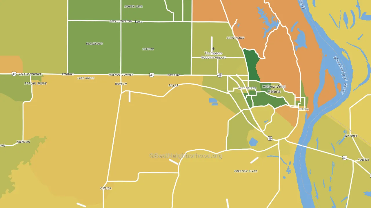 Phillips County, AR block-group voter-turnout map