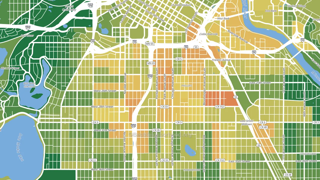 Phillips West, Minneapolis, MN block-group voter-turnout map