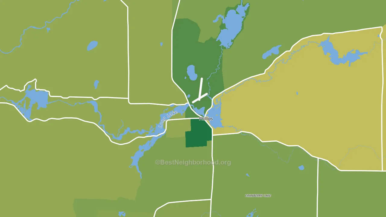 Phillips, WI block-group voter-turnout map