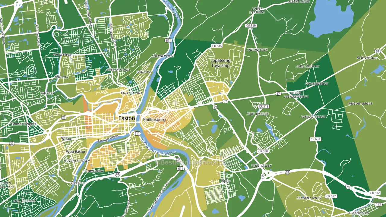 Phillipsburg, NJ block-group voter-turnout map