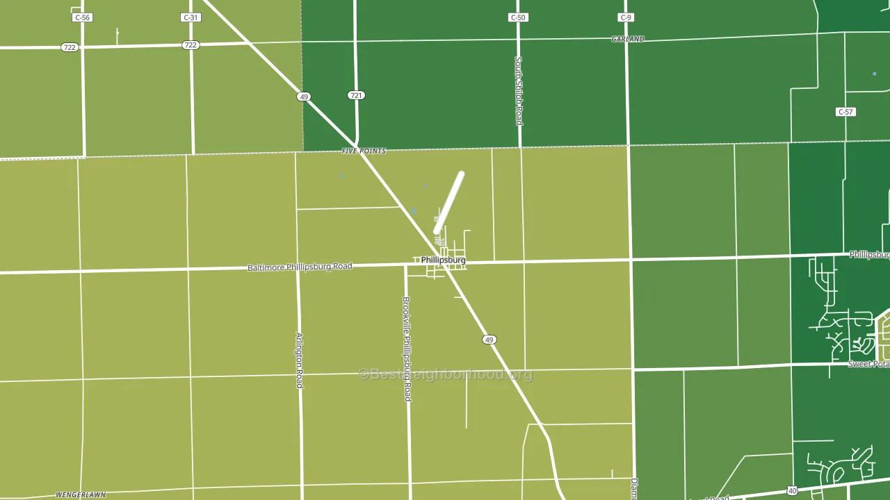 Phillipsburg, OH block-group voter-turnout map