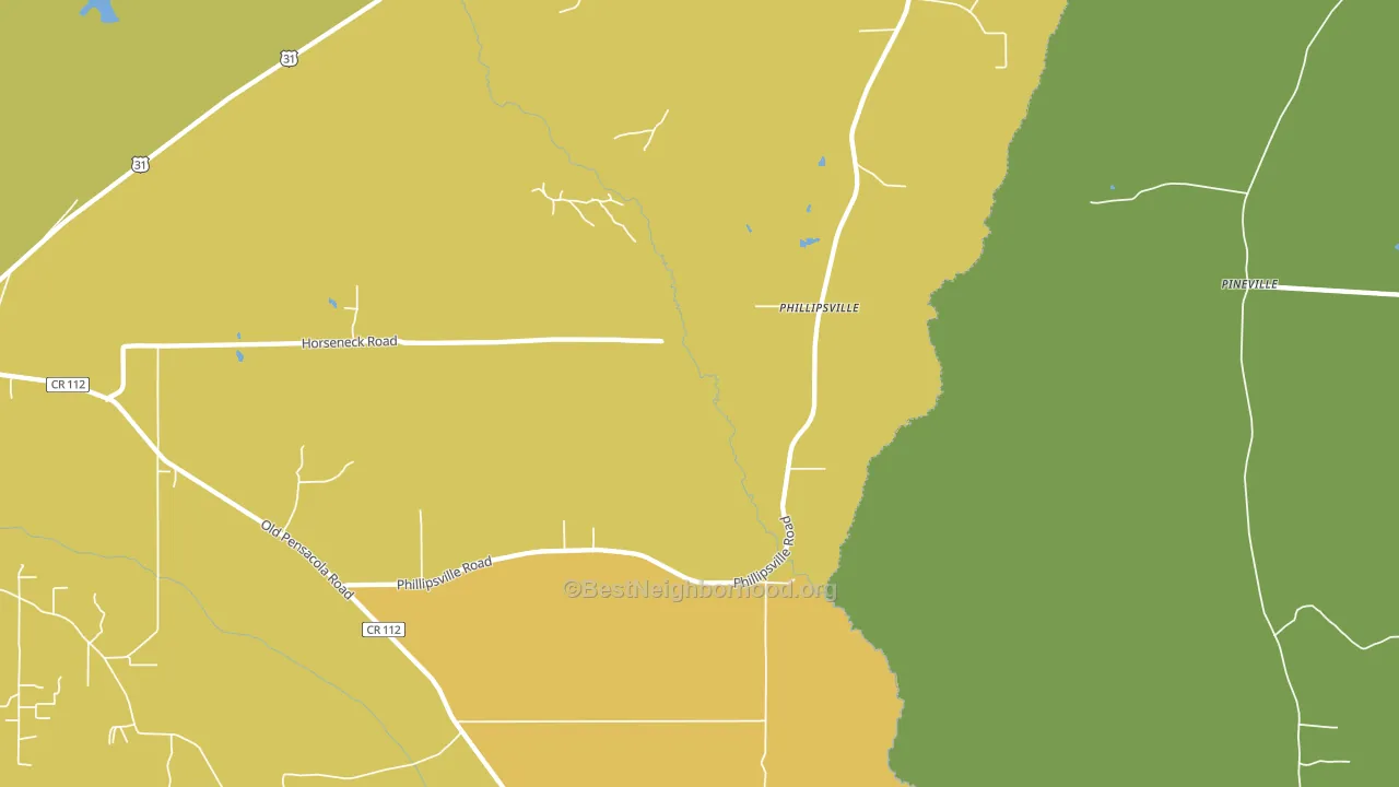 Phillipsville, AL block-group voter-turnout map