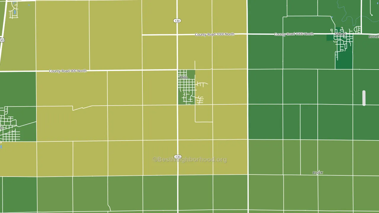 Philo, IL block-group voter-turnout map