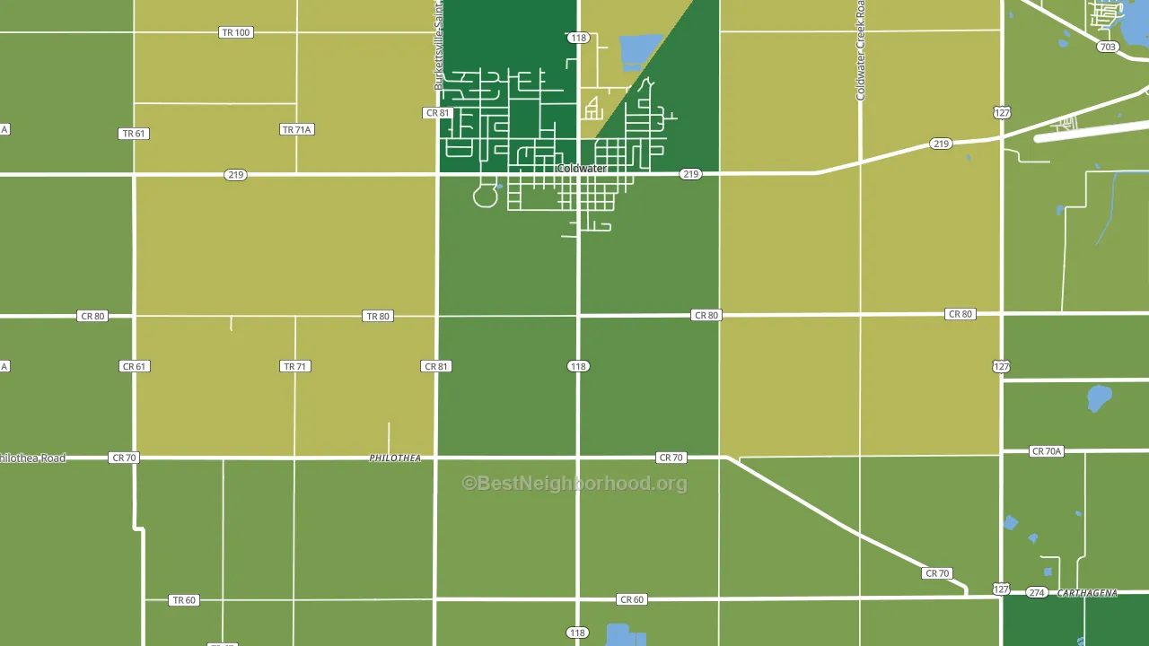 Philothea, OH block-group voter-turnout map