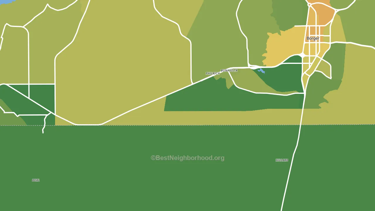 Philrich, TX block-group voter-turnout map