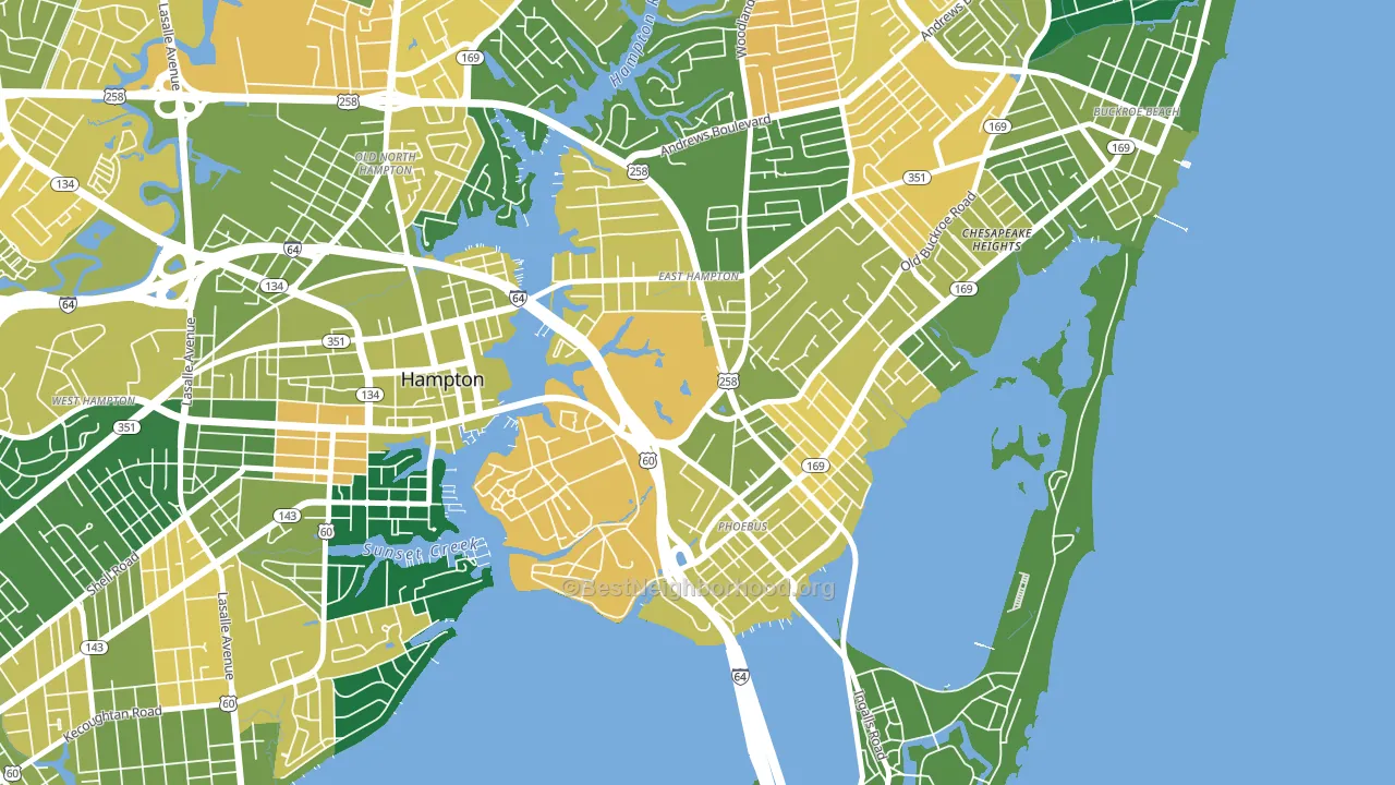 Phoebus, Hampton, VA block-group voter-turnout map