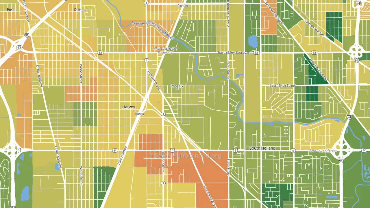Phoenix, IL block-group voter-turnout map