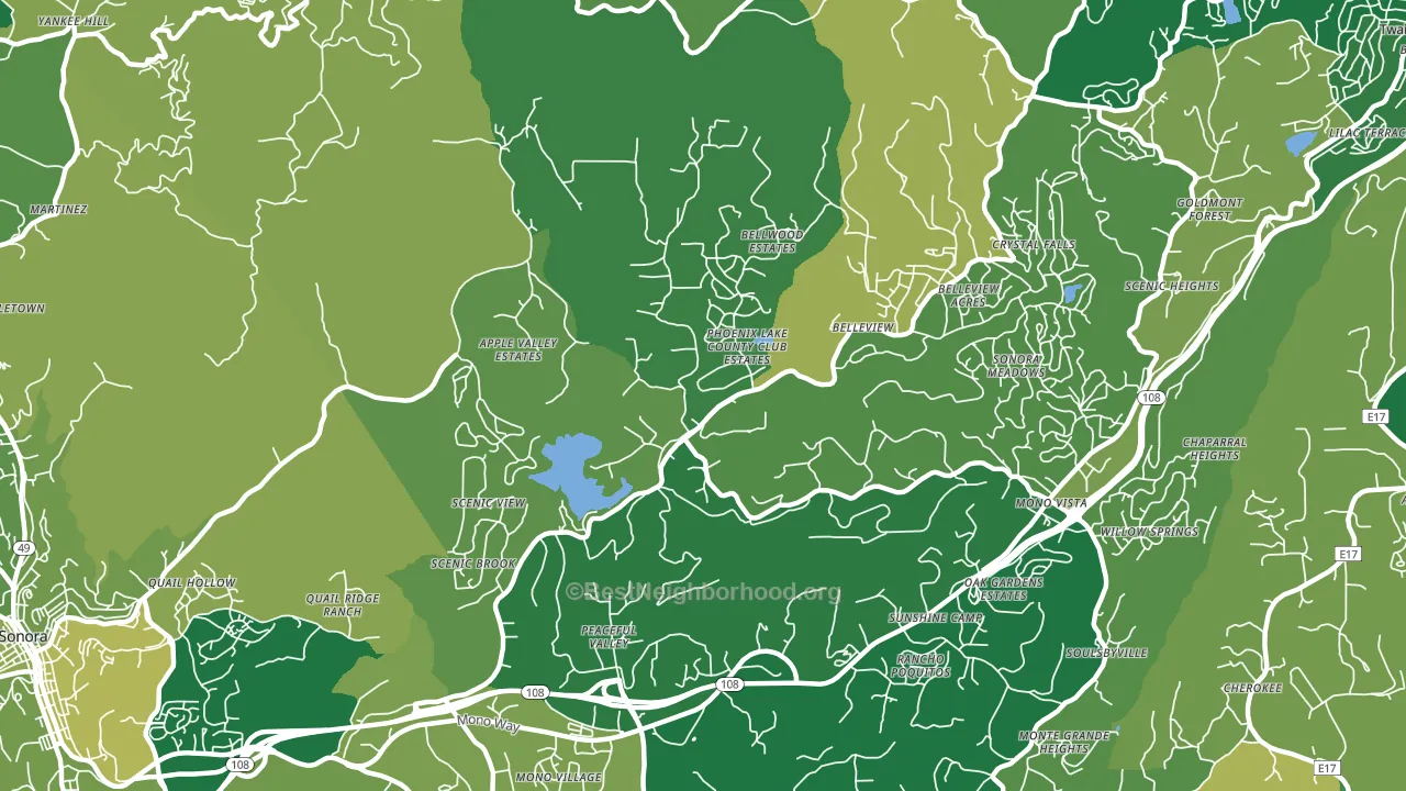 Phoenix Lake, CA block-group voter-turnout map