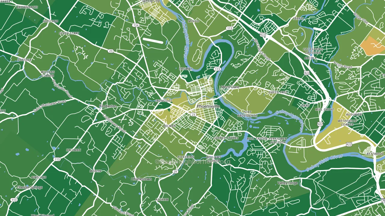 Phoenixville, PA block-group voter-turnout map