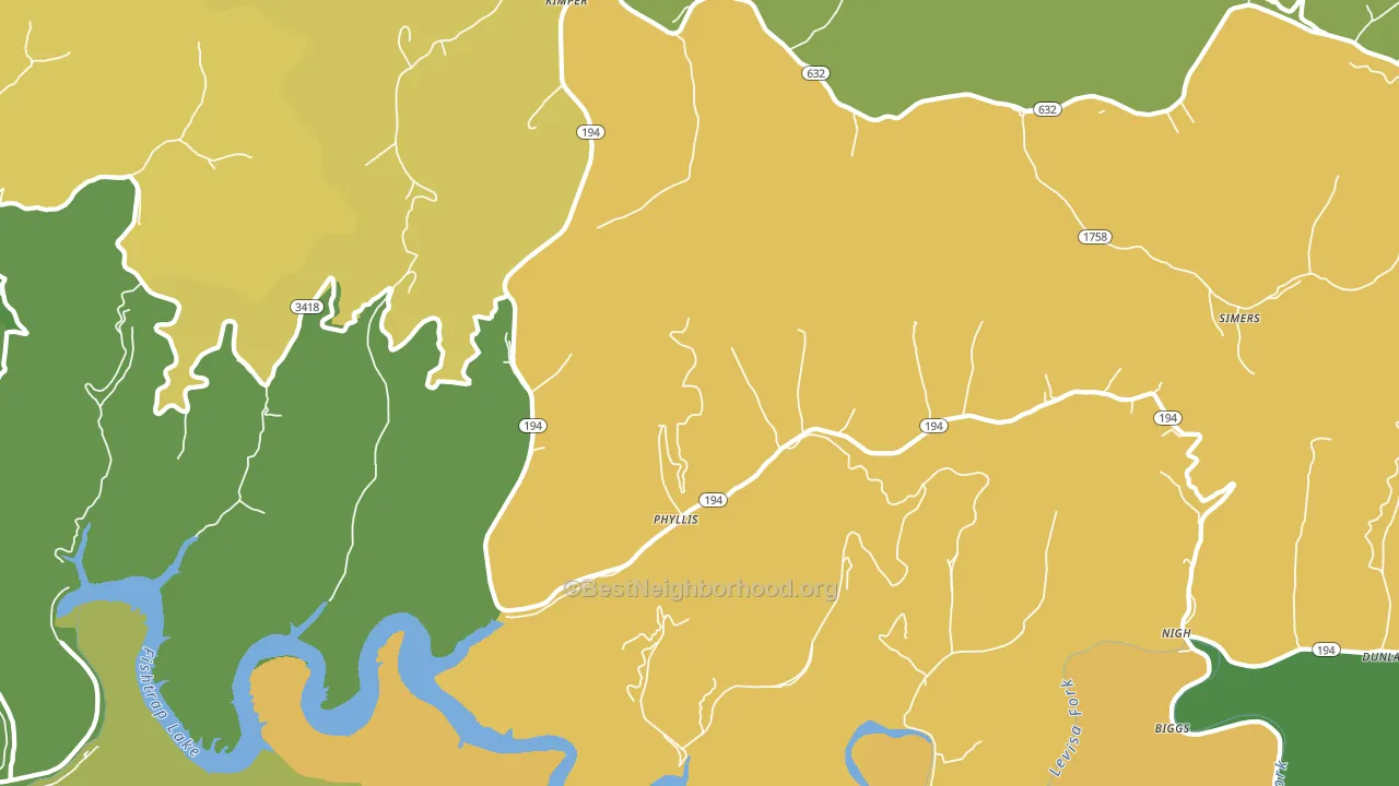 Phyllis, KY block-group voter-turnout map