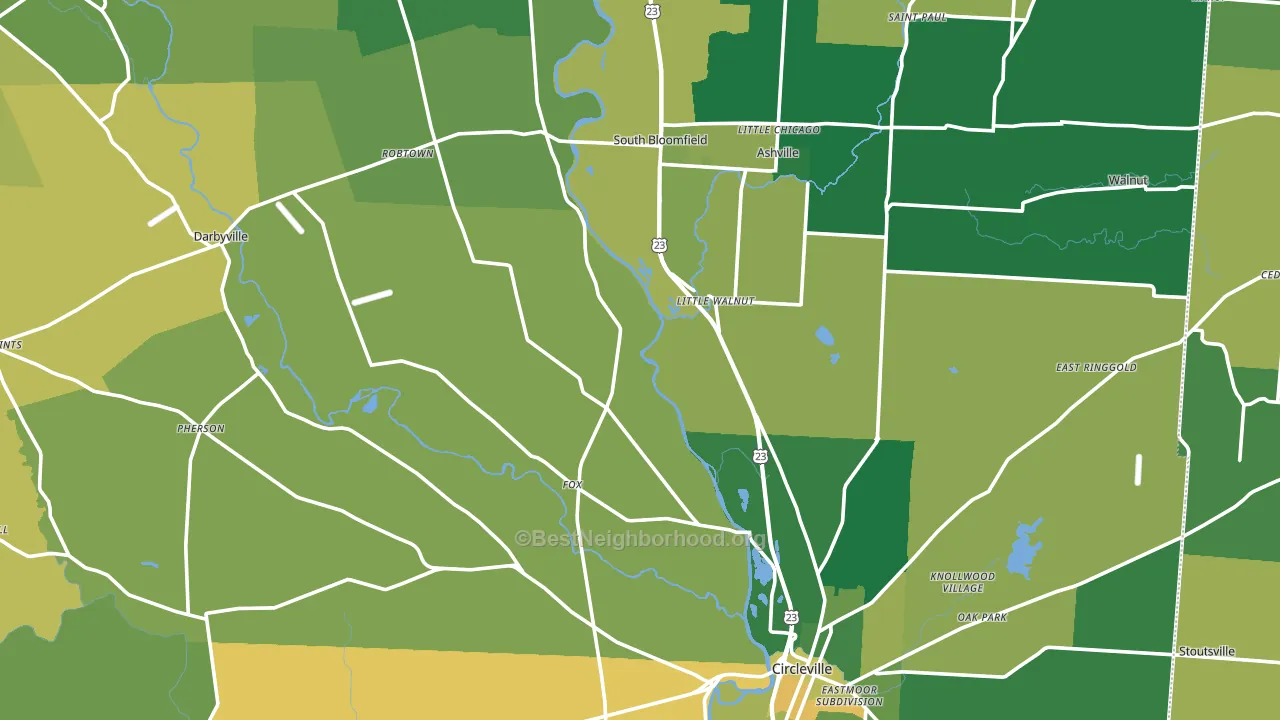 Pickaway County, OH block-group voter-turnout map
