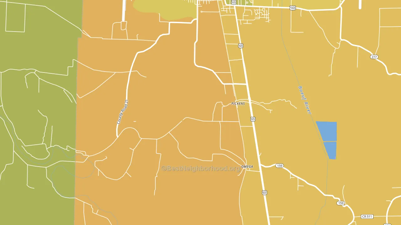 Pickens, AR block-group voter-turnout map