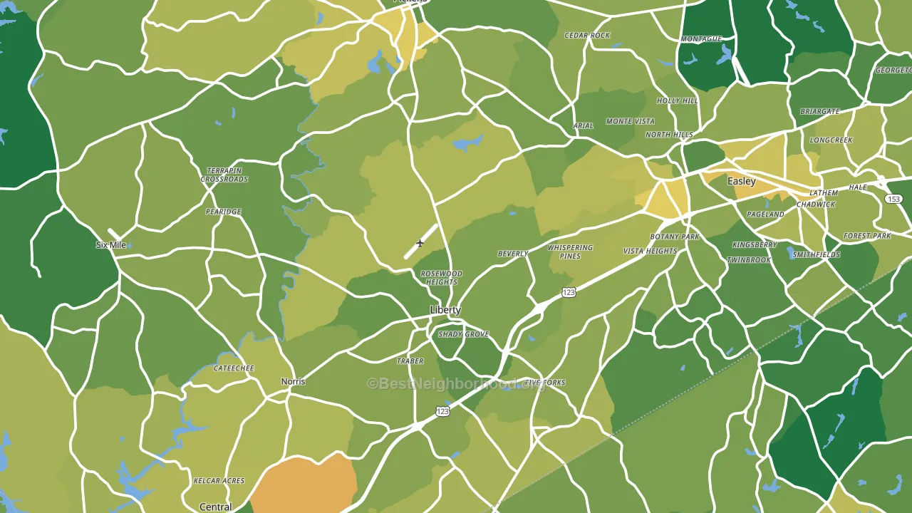 Pickens County, SC block-group voter-turnout map