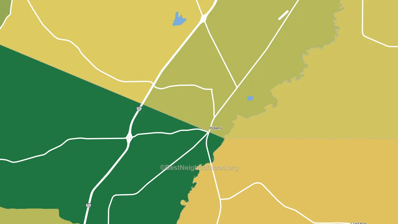 Pickens, MS block-group voter-turnout map