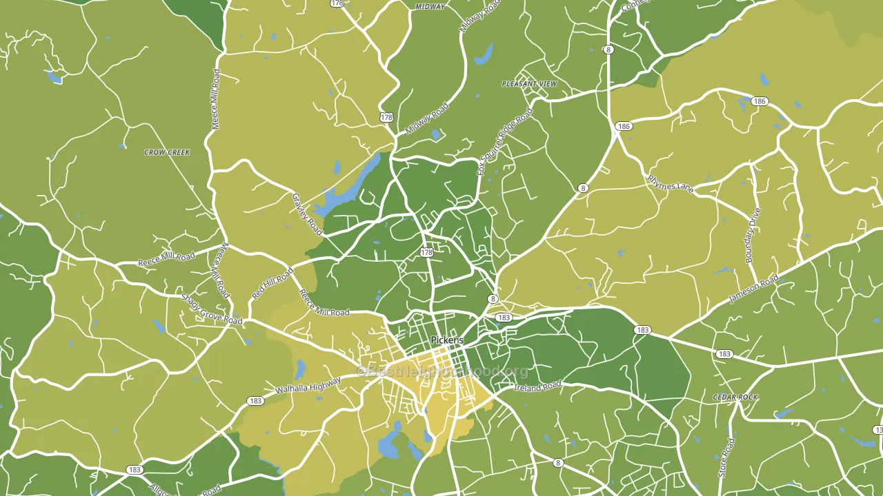 Pickens, SC block-group voter-turnout map