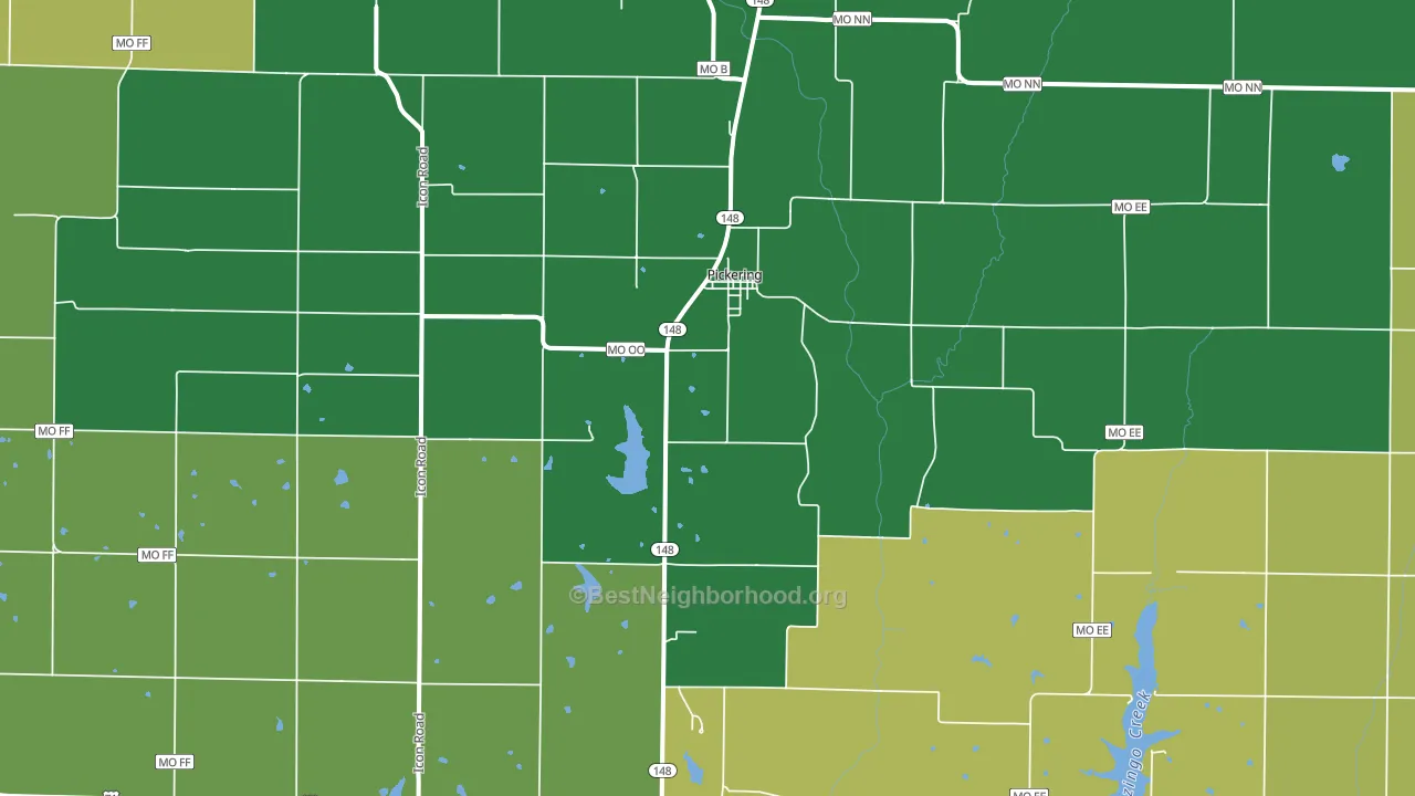Pickering, MO block-group voter-turnout map