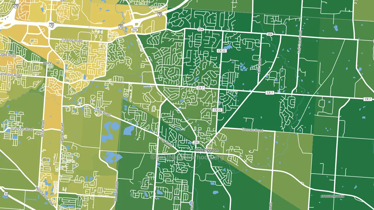 Pickerington, OH block-group voter-turnout map