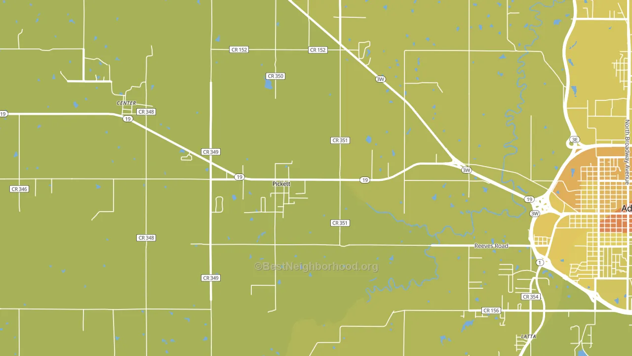 Pickett, OK block-group voter-turnout map