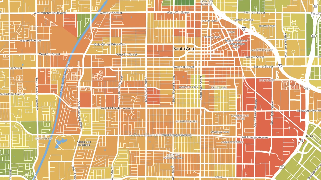 Pico-Lowell, Santa Ana, CA block-group voter-turnout map