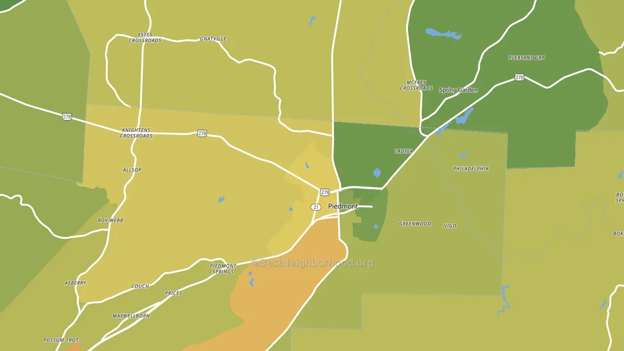 Piedmont, AL block-group voter-turnout map