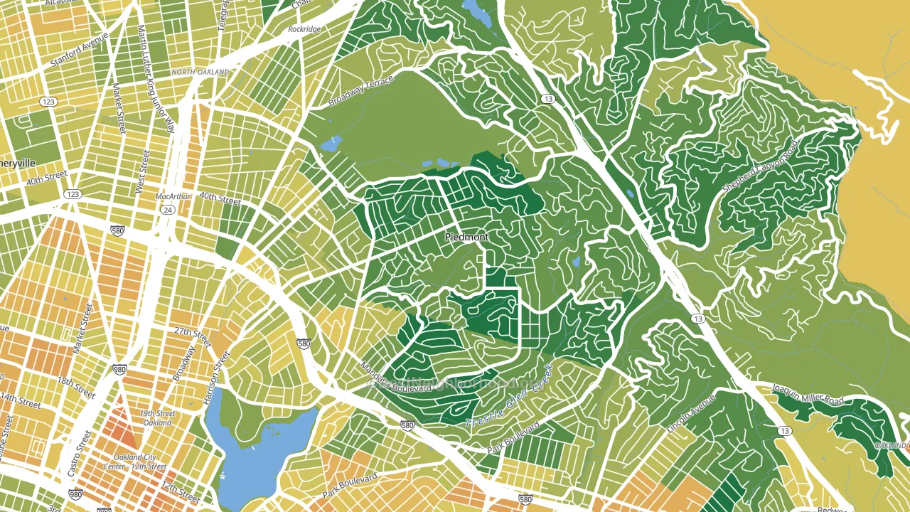 Piedmont, CA block-group voter-turnout map