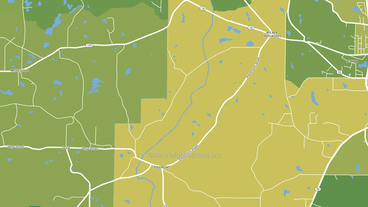 Piedmont, GA block-group voter-turnout map