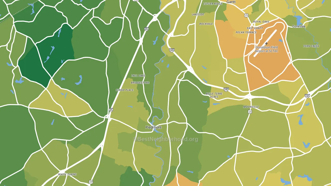 Piedmont, SC block-group voter-turnout map